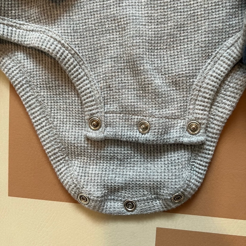 Trio of adorable waffle knit long sleeve onesies - Picture 2 of 5